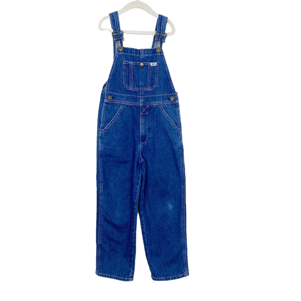 Key Kids Unisex Vintage 90s Overalls Straight Leg 100% Cotton Size 6 Blue Denim